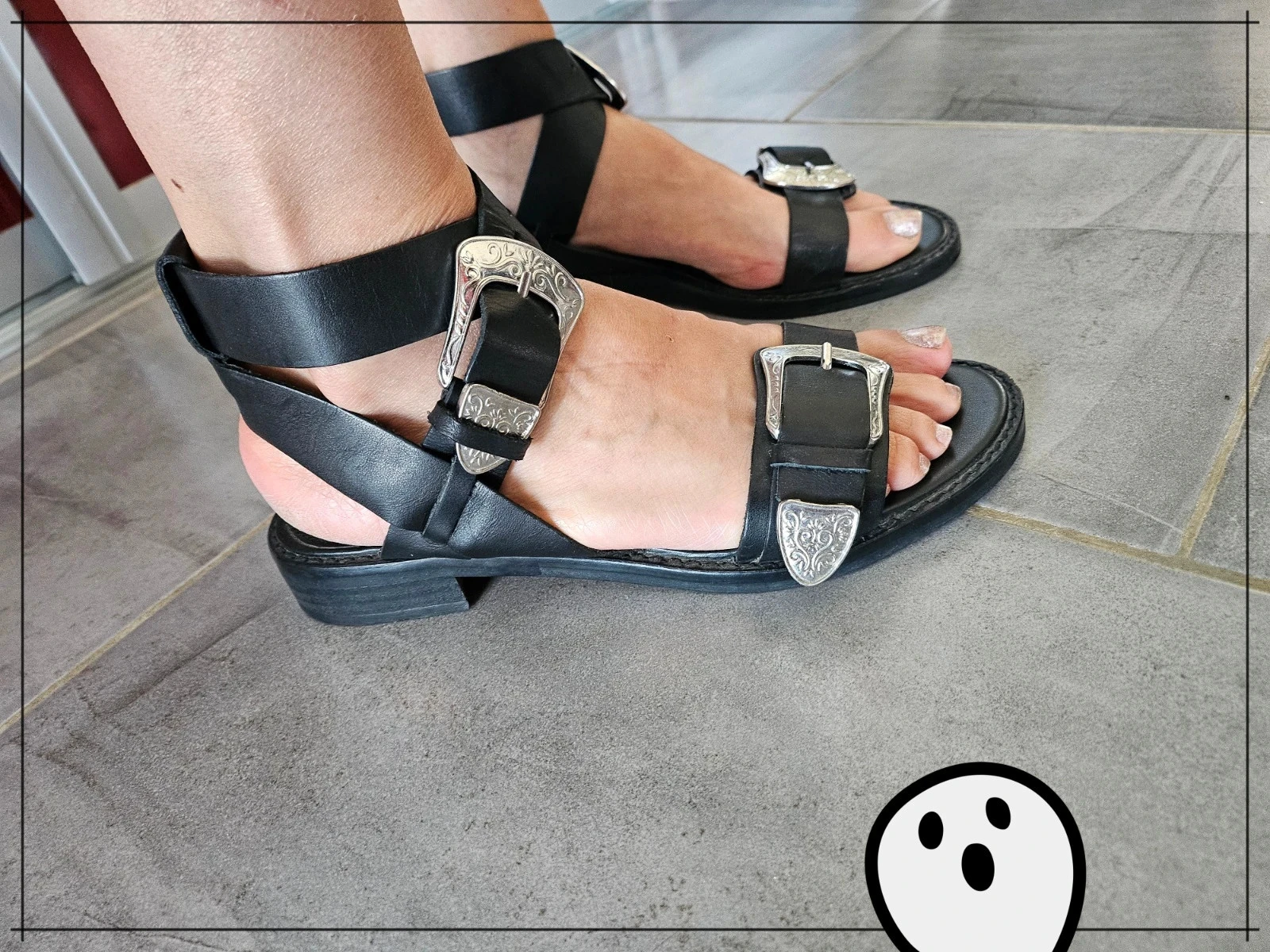 Black Zara leather western sandals – Size 38 – photo 2